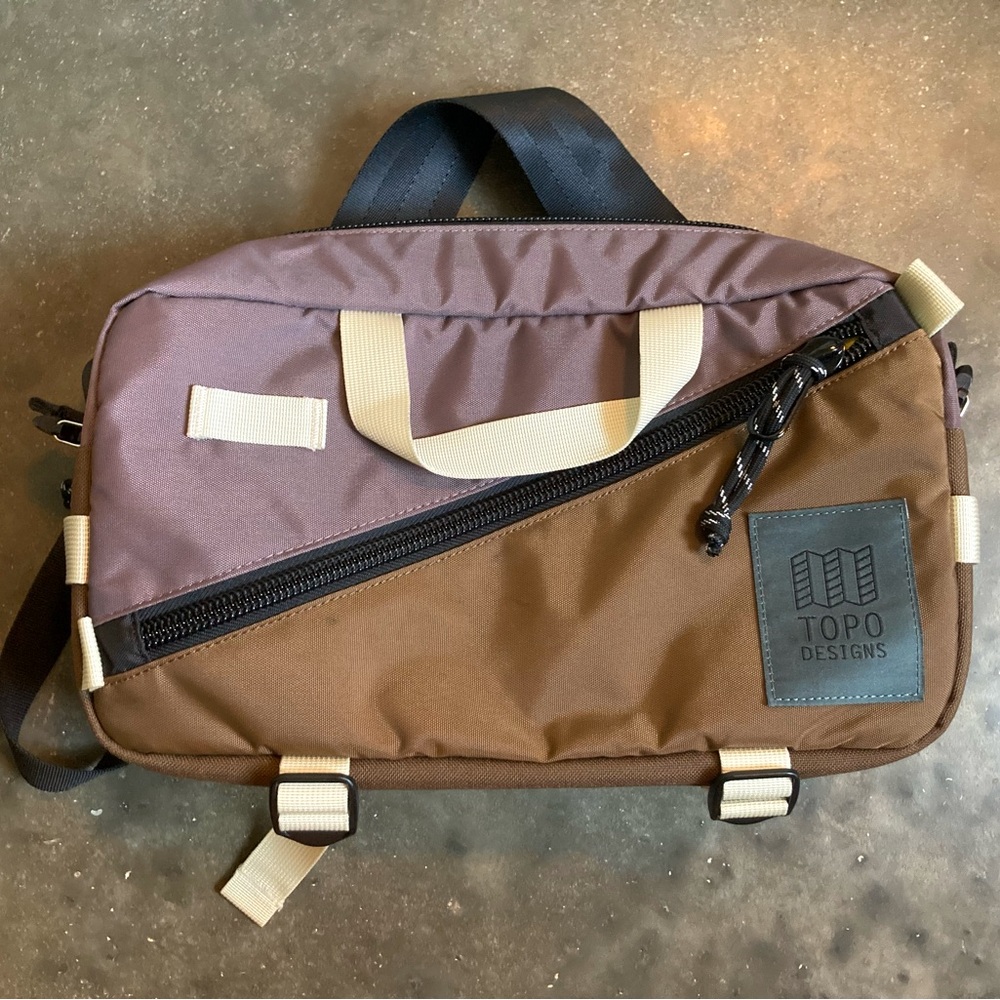 Topo Designs Quick Pack (not mini) Peppercorn and Cocoa Shoulder Bag or Hip Pack